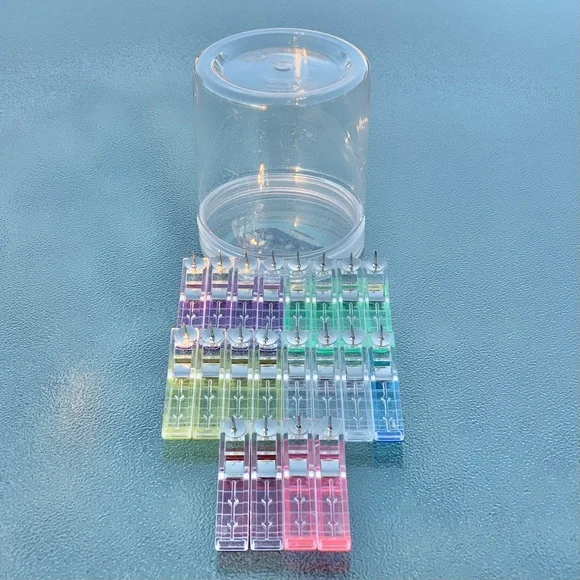 Plastic Push Pin Clips, Colorful Clear ~ 20 Pieces, Variety Colors - Picture 3 of 4